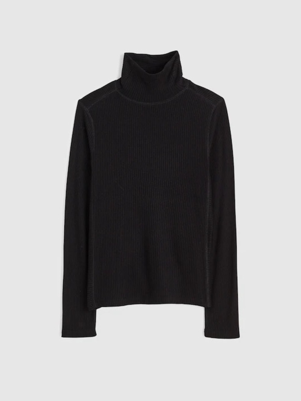 Madewell Ribbed Turtleneck Long-Sleeve Tee in Jet Black Size XS NWT $58 NY294